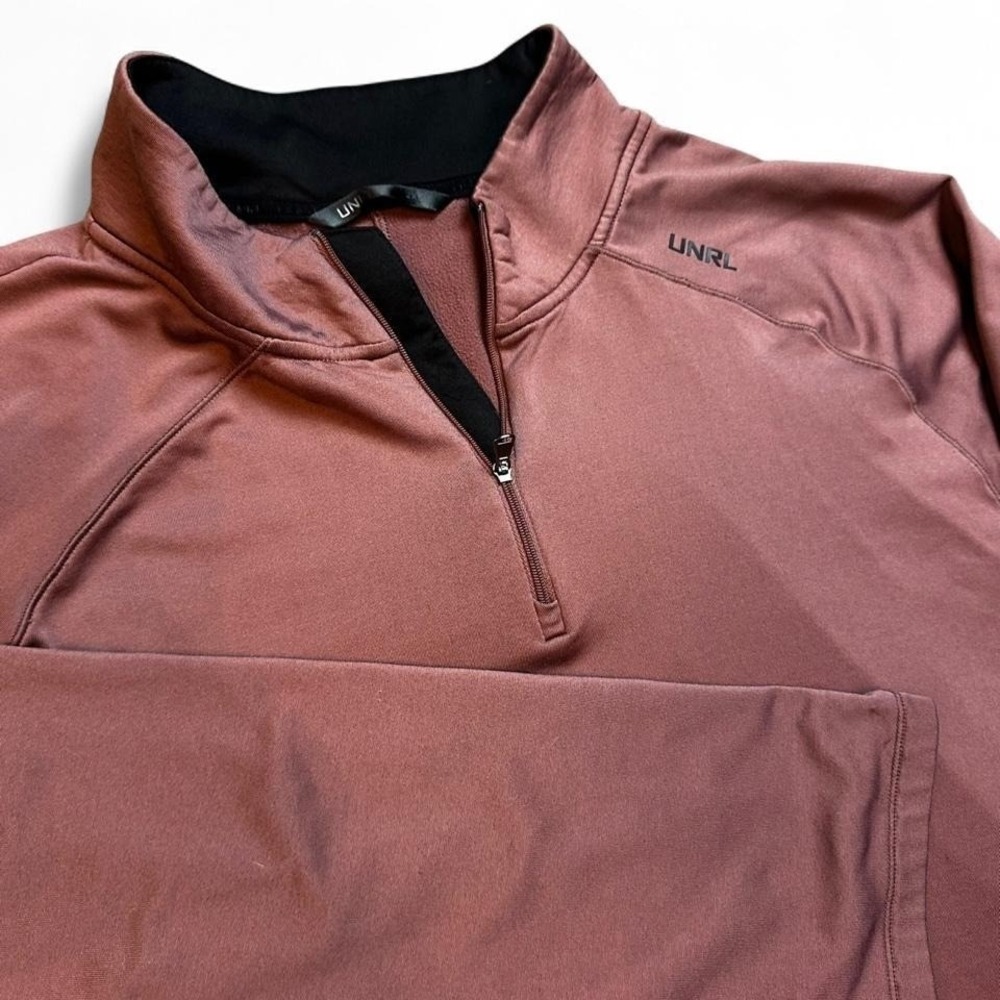 UNRL 1/4 Zip Mens 2XL Red Quarter Zip Sweatshirt Brushed Fleece Active Golf